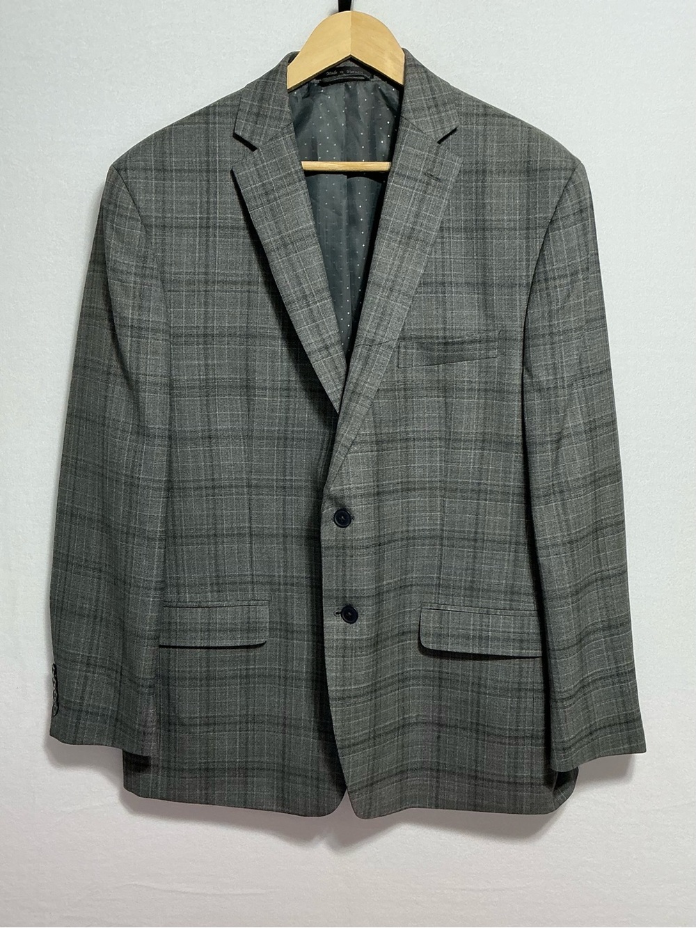 Michael Strahan Men’s 44R Gray Plaid Wool Blend Blazer Sport Coat